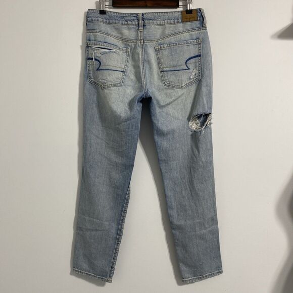 American Eagle Jeans Women's 6 Blue Tomgirl Ripped Distressed Destroyed Trashed - Picture 2 of 12